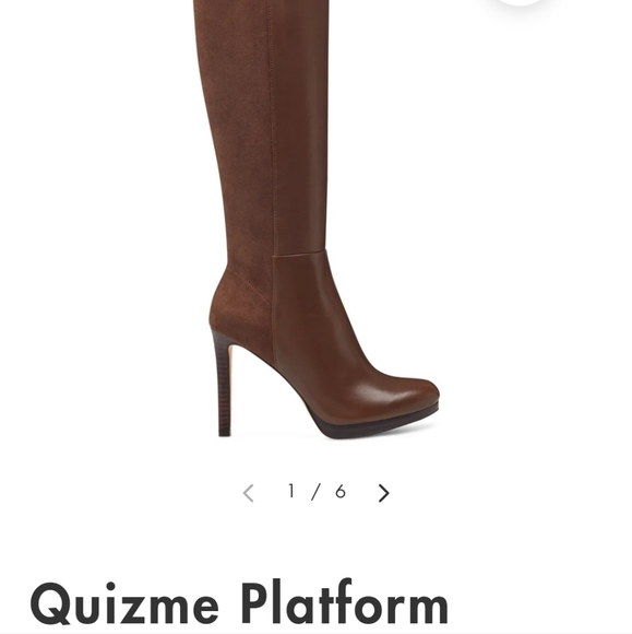 New with Box Nine West QuizMe Brown Leather Platform Boots - Size 10.5 - - Picture 4 of 7